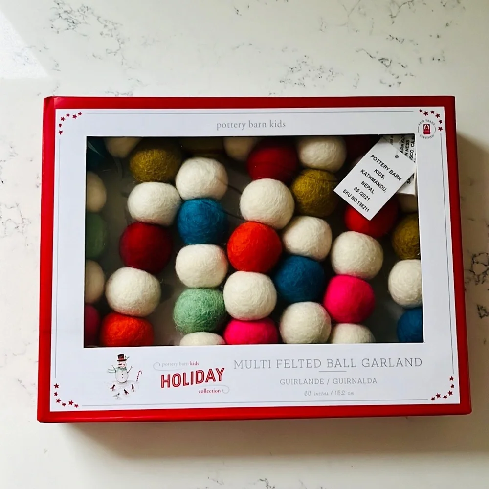 Pottery Barn Kids Multi Felted Ball Garland - Picture 4 of 13